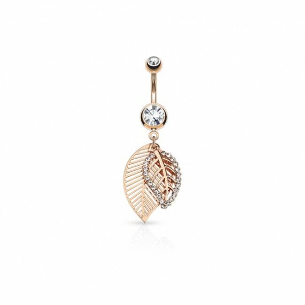Navelpiercing met hangend blad en veer - Afbeelding 4