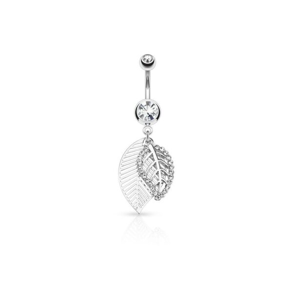 Navelpiercing met hangend blad en veer - Afbeelding 2