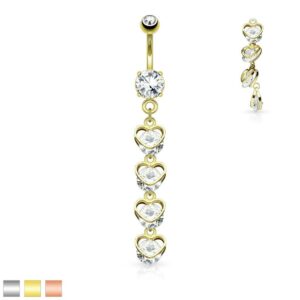Navelpiercing met hangende hartjes