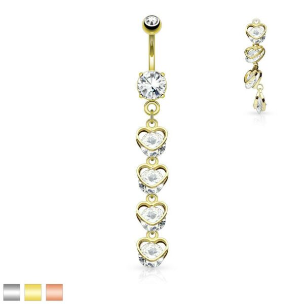 Navelpiercing met hangende hartjes
