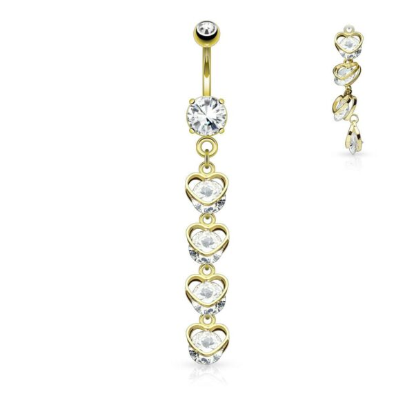 Navelpiercing met hangende hartjes - Afbeelding 3