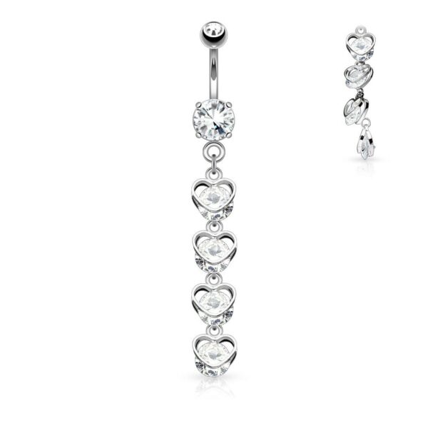 Navelpiercing met hangende hartjes - Afbeelding 2