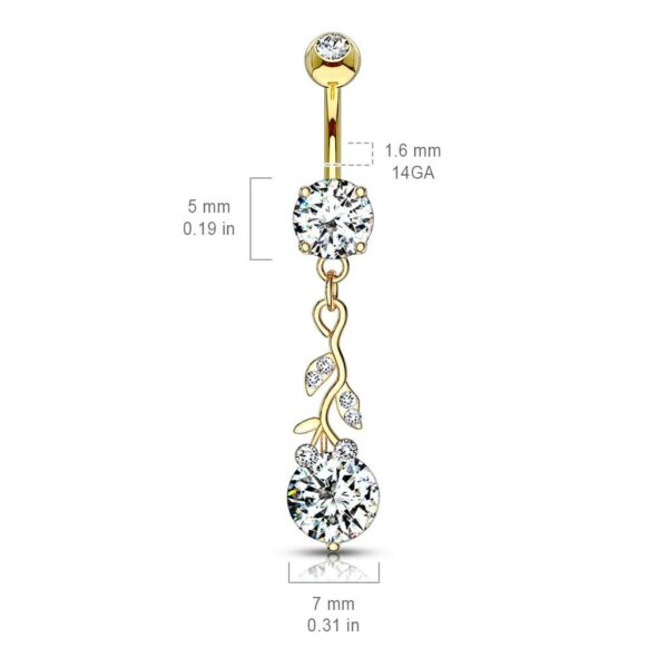Navelpiercing met hanger en groot kristal - Afbeelding 2