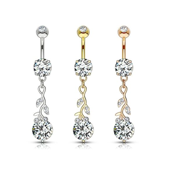 Navelpiercing met hanger en groot kristal - Afbeelding 3