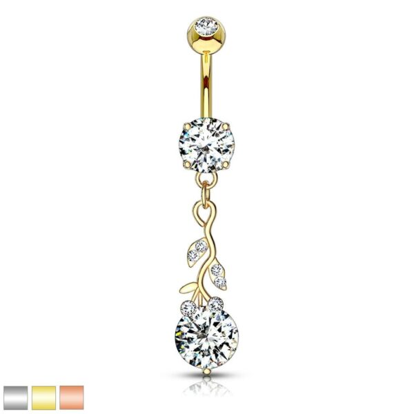 Navelpiercing met hanger en groot kristal