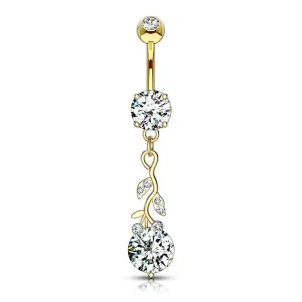 Navelpiercing met hanger en groot kristal - Afbeelding 6