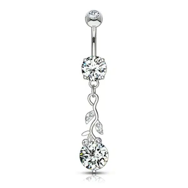 Navelpiercing met hanger en groot kristal - Afbeelding 5