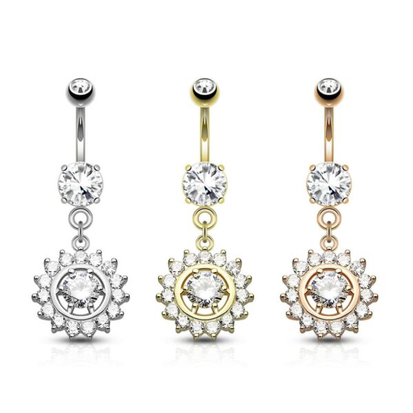 Navelpiercing met hanger en ronde stenen