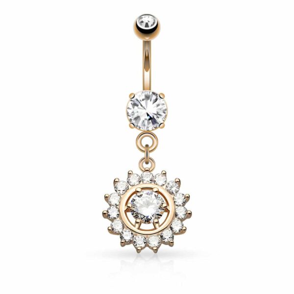 Navelpiercing met hanger en ronde stenen - Afbeelding 3