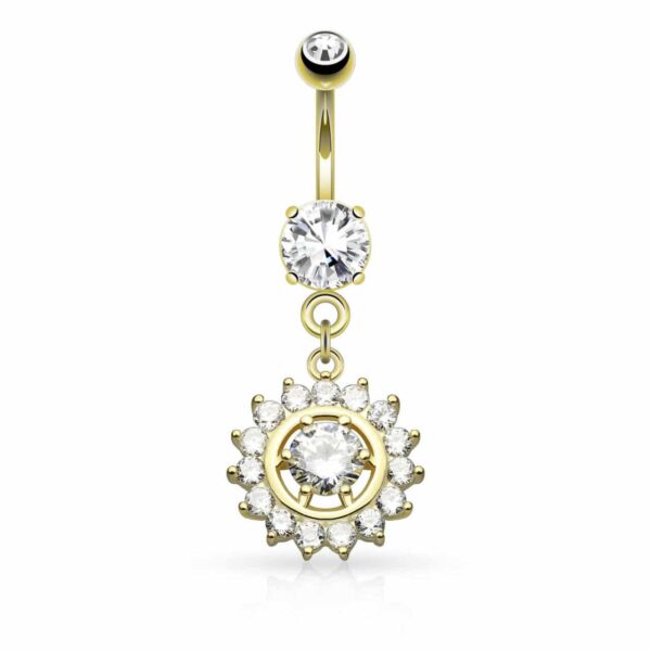 Navelpiercing met hanger en ronde stenen - Afbeelding 4