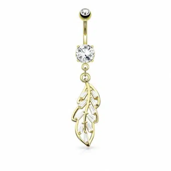Navelpiercing met hanger in de vorm van een blaadje - Afbeelding 3