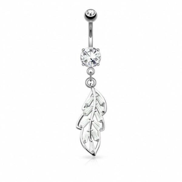 Navelpiercing met hanger in de vorm van een blaadje - Afbeelding 2