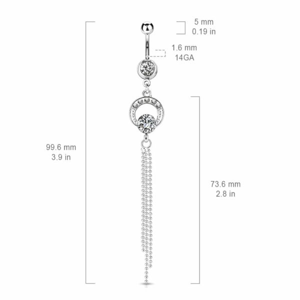 Navelpiercing met kettinghangers - Afbeelding 3