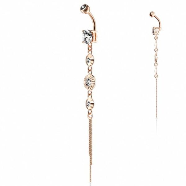 Navelpiercing met lange hanger en steentjes - Afbeelding 4