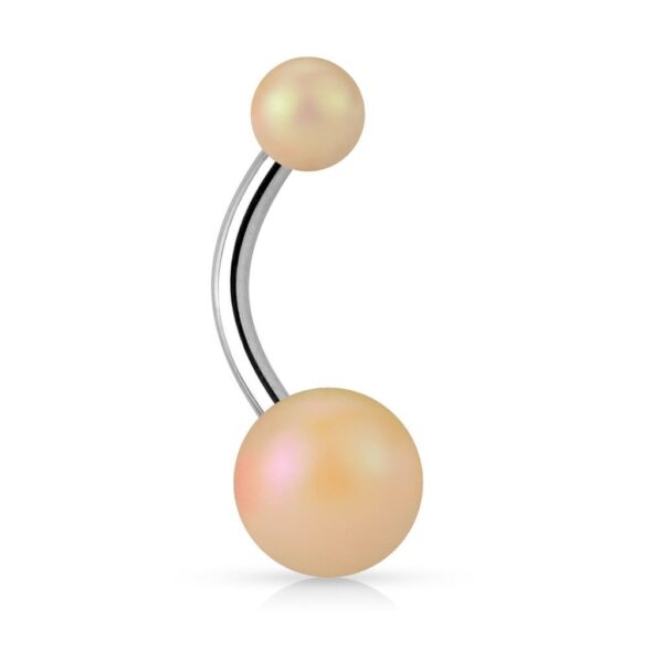 Navelpiercing met matte look balletjes - Afbeelding 3