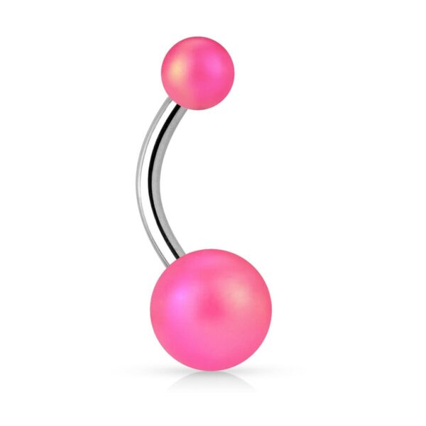 Navelpiercing met matte look balletjes - Afbeelding 2
