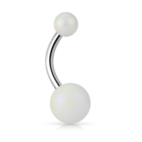 Navelpiercing met matte look balletjes - Afbeelding 4