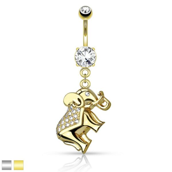 Navelpiercing met olifantje hanger en steentjes