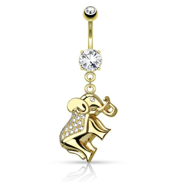 Navelpiercing met olifantje hanger en steentjes - Afbeelding 3