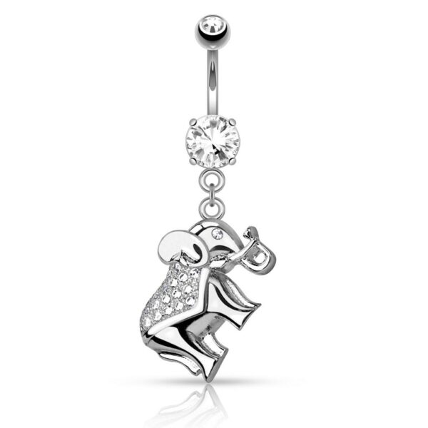 Navelpiercing met olifantje hanger en steentjes - Afbeelding 2