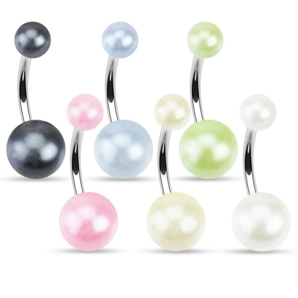 Navelpiercing met parelmoer balletjes