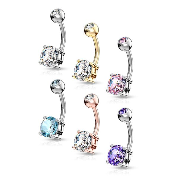 Navelpiercing met prong-set in diverse kleuren - Afbeelding 2