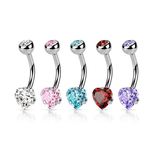 Navelpiercing met prong-set in hartvorm - Afbeelding 3