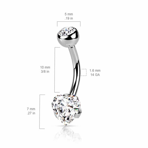 Navelpiercing met prong-set in hartvorm - Afbeelding 4