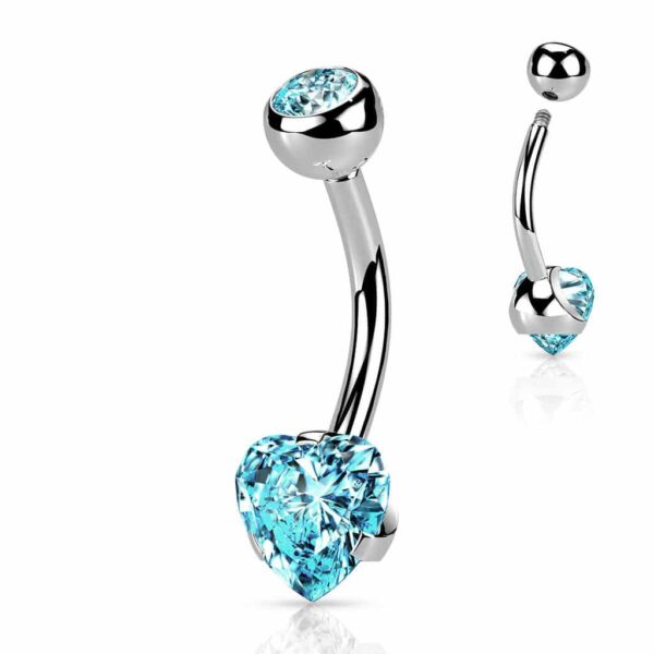 Navelpiercing met prong-set in hartvorm - Afbeelding 8