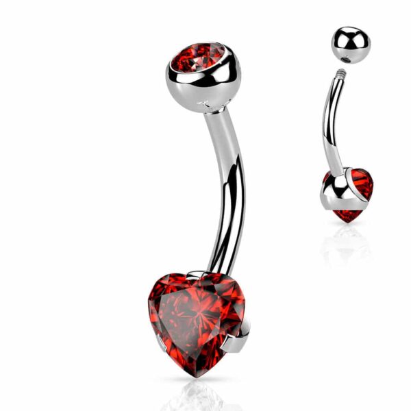 Navelpiercing met prong-set in hartvorm - Afbeelding 9