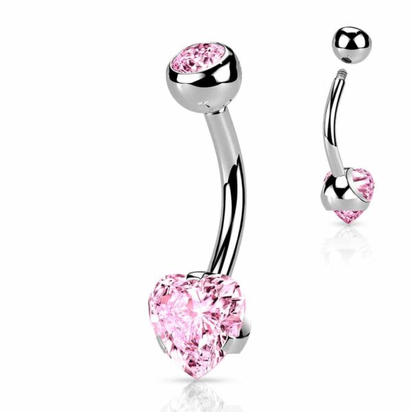 Navelpiercing met prong-set in hartvorm - Afbeelding 7