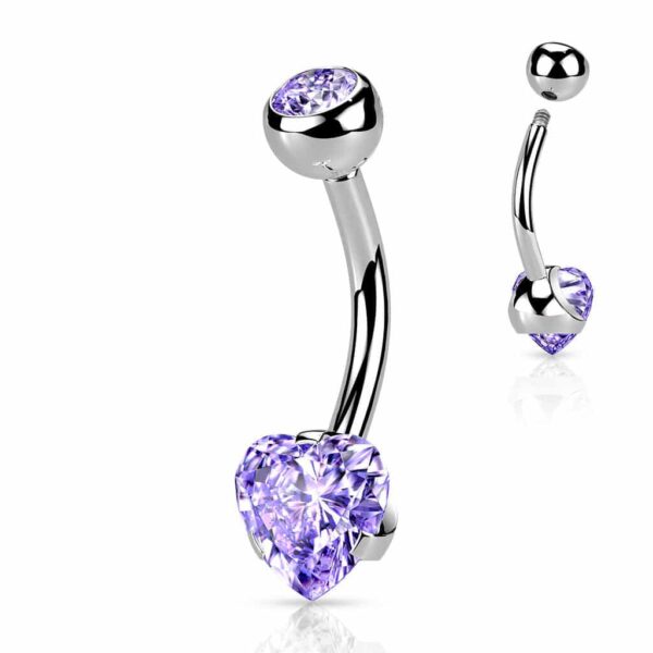 Navelpiercing met prong-set in hartvorm - Afbeelding 10