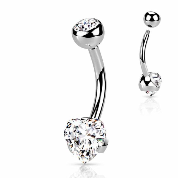 Navelpiercing met prong-set in hartvorm - Afbeelding 6