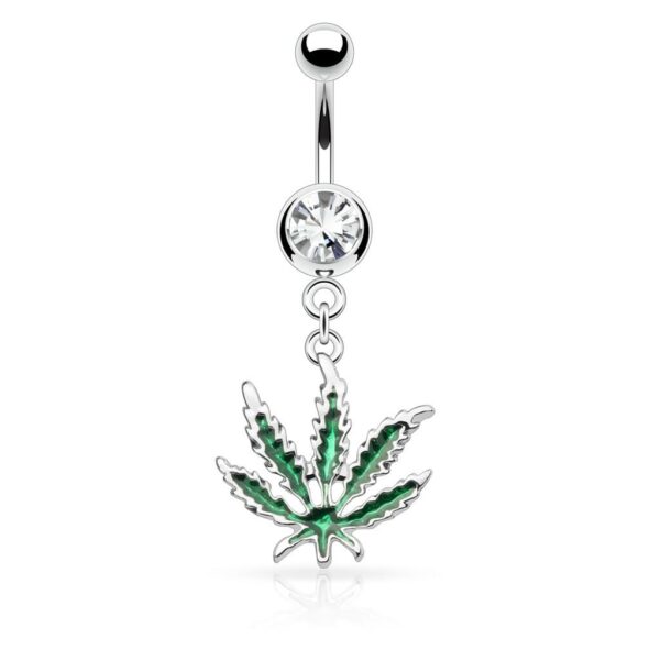 Navelpiercing met wietblad hanger