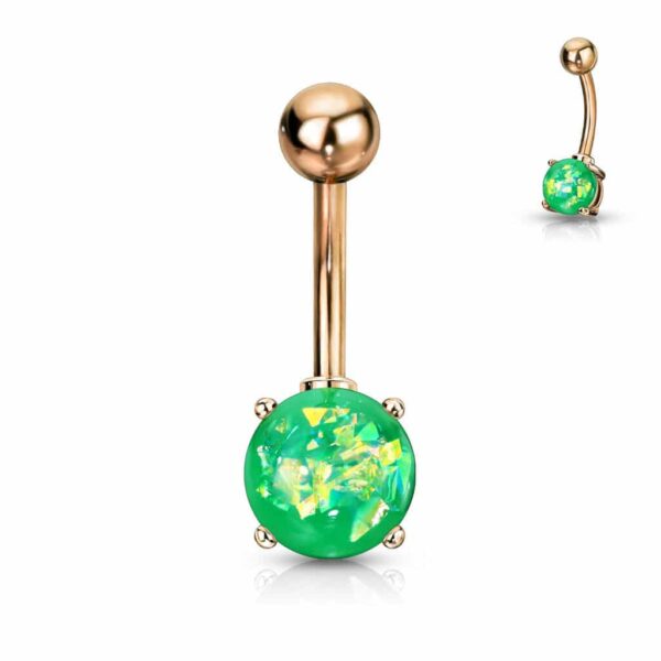 Navelpiercing rose goudkleurig verguld met opaal steen - Afbeelding 9