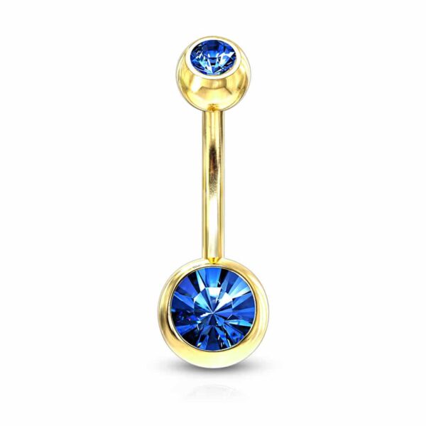 Navelpiercing verguld met goudkleur en kristallen balletjes - Afbeelding 7