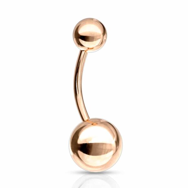 Navelpiercing verguld met rosé goudkleur met balletjes