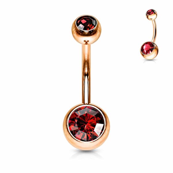 Navelpiercing verguld met rosé goudkleur met kristallen balletjes - Afbeelding 10