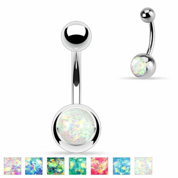 Navelpiering met opaal glitter steen