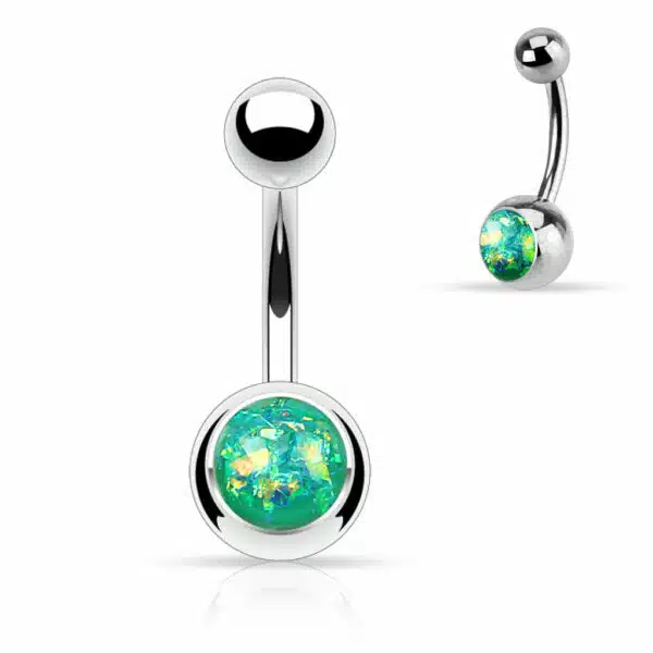 Navelpiering met opaal glitter steen - Afbeelding 6
