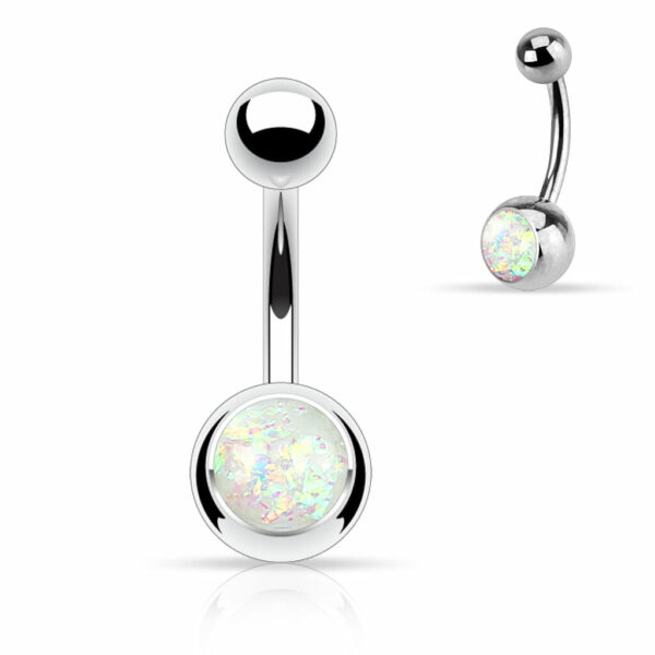 Navelpiering met opaal glitter steen - Afbeelding 9
