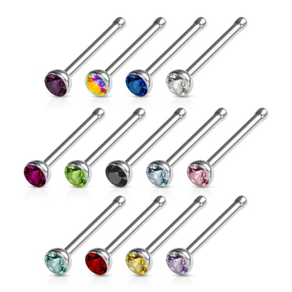 Neus bone piercing met gekleurde steen en press-fit - Afbeelding 2