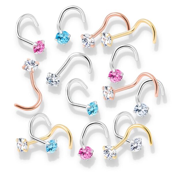 Neus screw met prong-set in verschillende kleuren - Afbeelding 2