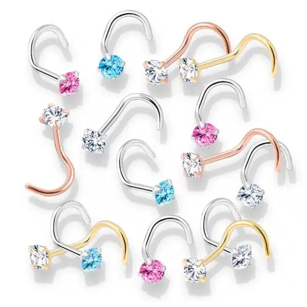 Neus screw met prong-set in verschillende kleuren - Afbeelding 2