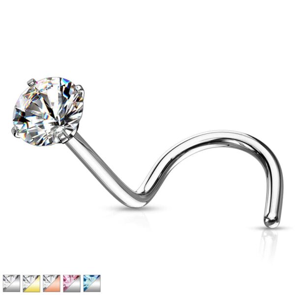 Neus screw met prong-set in verschillende kleuren