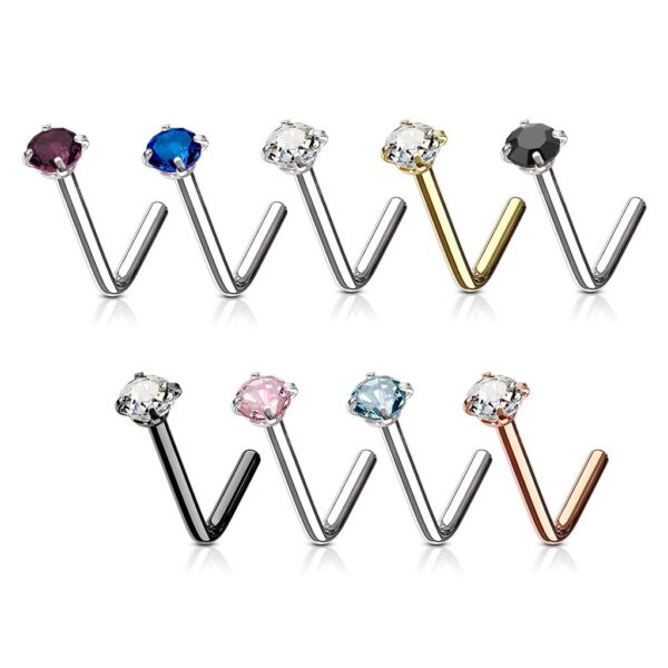 Neus stud met rond kristal in verschillende kleuren - Afbeelding 2