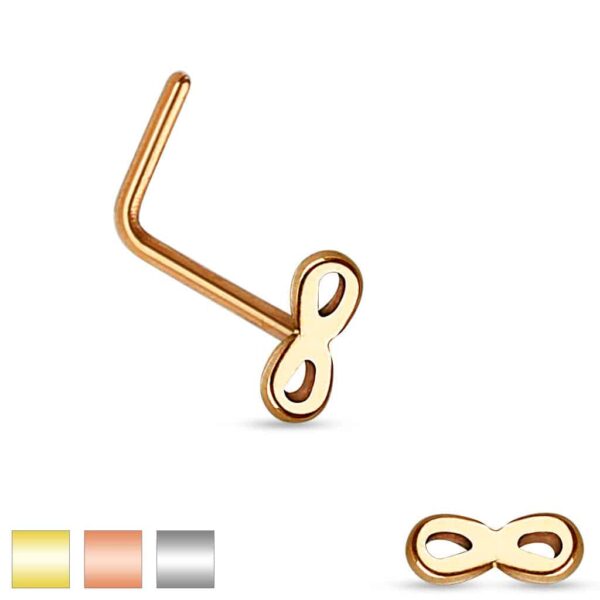 Neus stud piercing met infinity in verschillende kleuren