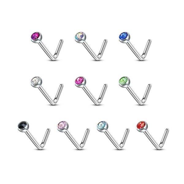 Neus stud standaard met rond kristal - Afbeelding 3
