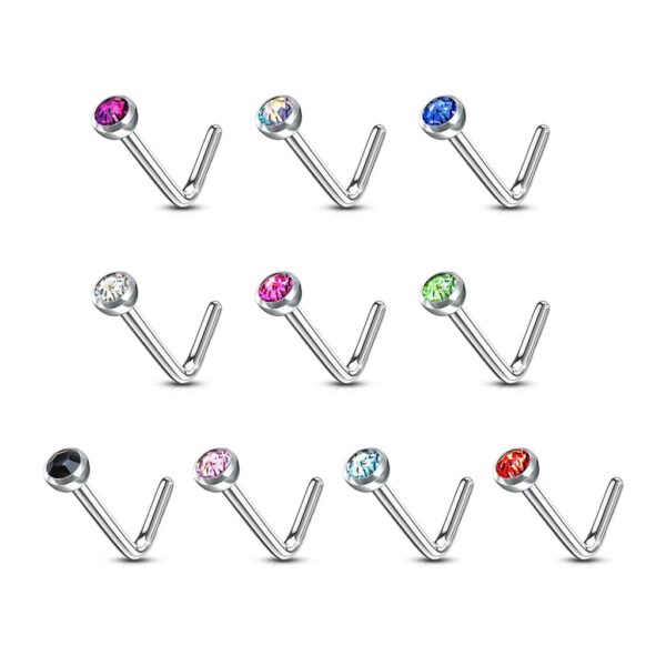 Neus stud standaard met rond kristal - Afbeelding 4