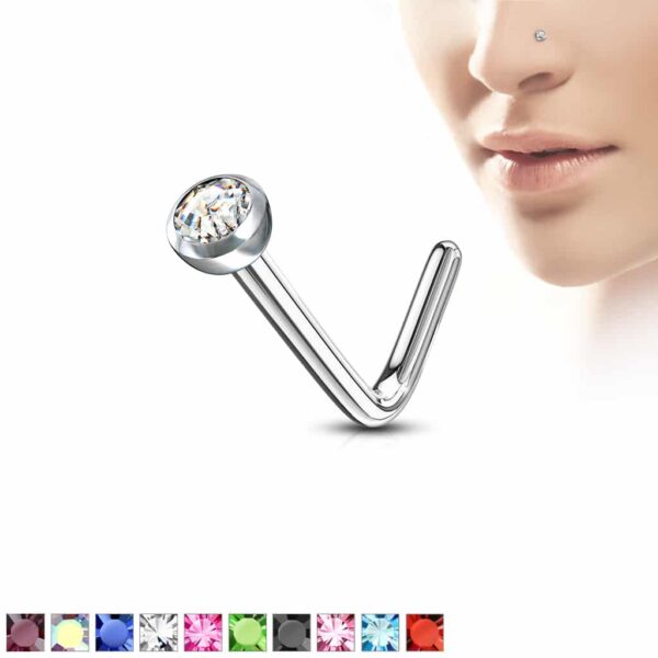 Neus stud standaard met rond kristal